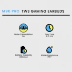 M90 Pro TWS Gaming Earbuds - Image 3