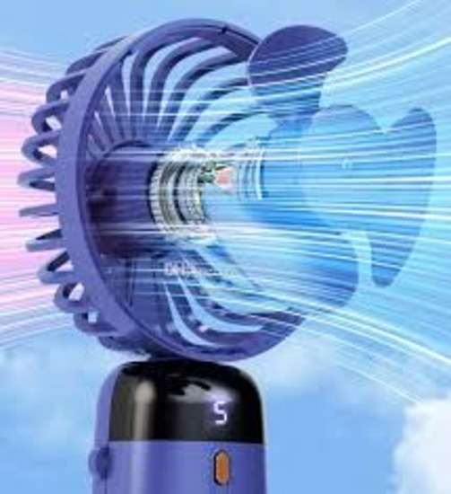 Handheld Fan Personal Fan 5000MAh Rechargeable,5 Speeds with LED Display,90° Adjustable